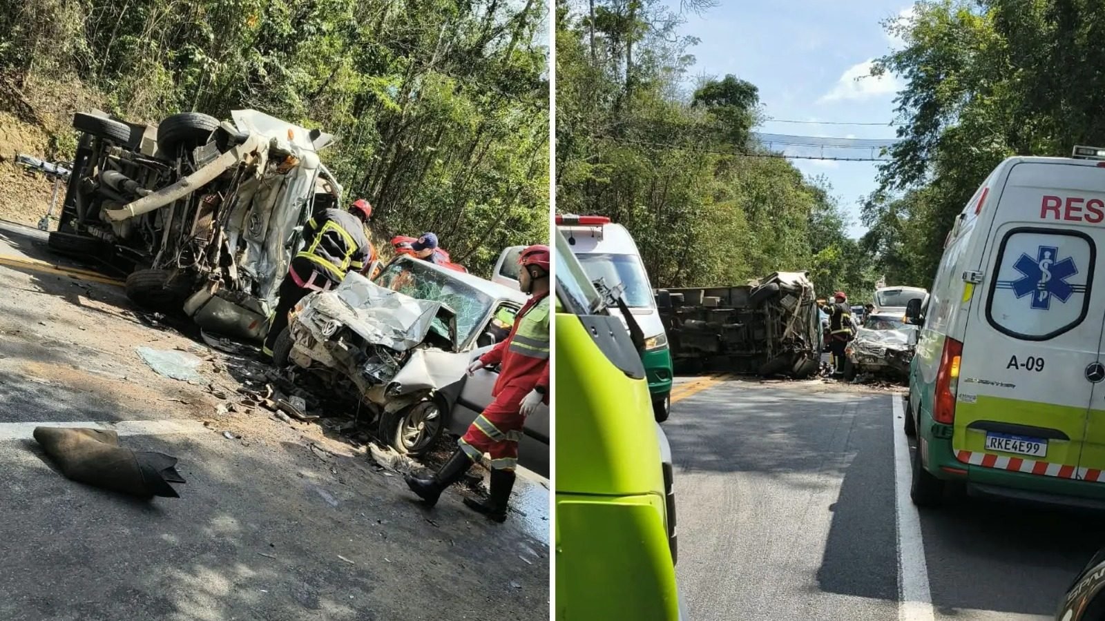 Acidente com três veículos deixa uma mulher morta e quatro feridos na BR-101